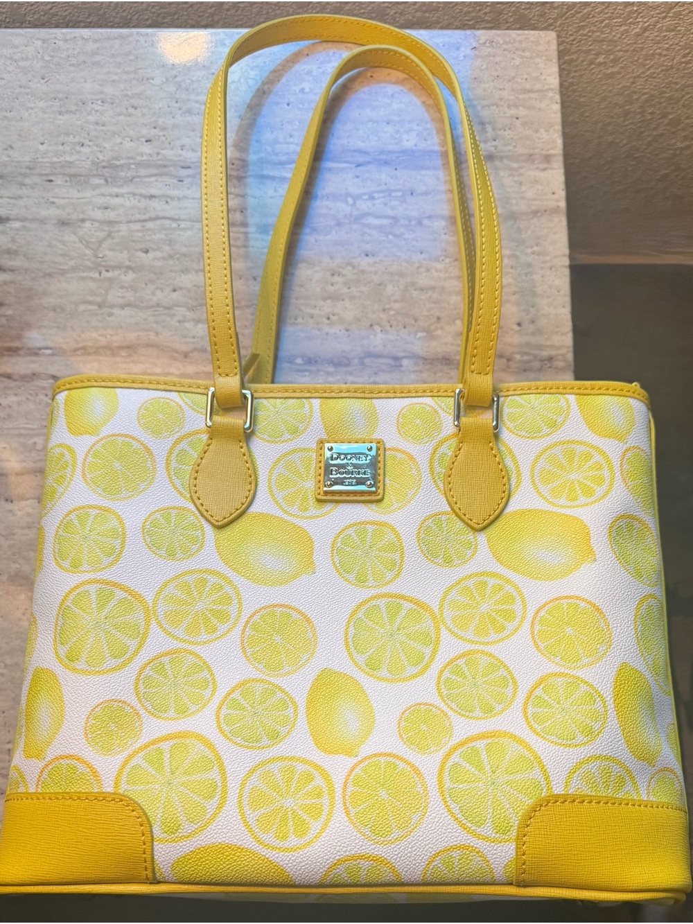 Dooney & Bourke Yellow Lemon-Print Leather Tote